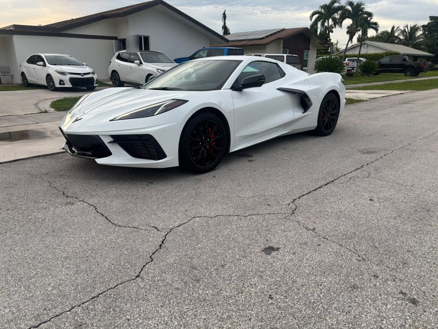 White 2027 Corvette C8, front three-quarter view